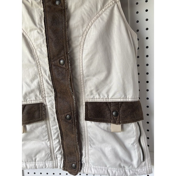 Kuhl Projekt Women's S Cream Goose Down Outdoor Mountain Vest Hood Pockets Zip - Picture 6 of 13